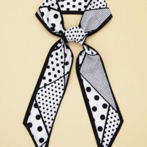 1pc Women's Black & Coffee Ditsy Floral Neck Scarf, Versatile Fashion Headband, Gift Wrap, Bag Tie, Simple & Stylish