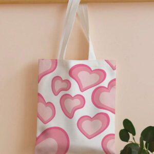 Sac cabas imprimé cœur, sac d'école. Grande capacité, portable, pliable, style classique décontracté. Convient aux adolescentes, femmes, étudiantes. Parfait pour la rentrée, le premier jour d'école, le collège, le lycée, les courses, la Saint-Valentin. Sac de cours et sac à livres idéal pour les femmes et les étudiants. Parfait pour les livres, les courses, la rentrée et plus encore.