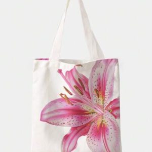 ROMWE Kawaii Sac fourre-tout grand motif floral pour les vacances, sac à bandoulière en canevas réversible rose à motif fleurs pour les déplacements et les vacances