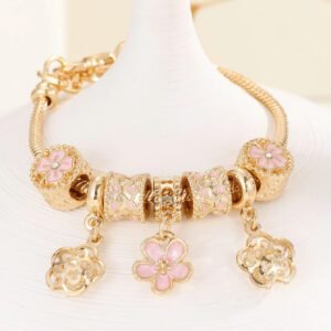1 pièce Accessoire de mode Pendentif en forme de fleur de sucette d'amour rose avec nœud en perles, fait par les femmes