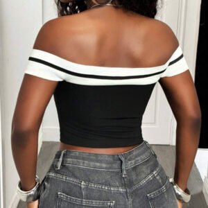 BamGleam Top sexy style épaule à épaule hip-hop pour femme