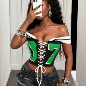 BamGleam Top sexy style épaule à épaule hip-hop pour femme