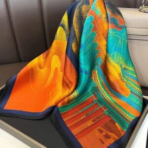 1 pièce Foulard carré imprimé floral en imitation de soie de 26,77 pouces pour femmes, bandeau/serre-tête/écharpe à usage multiple respirant/accessoire de sac élégant Bandana