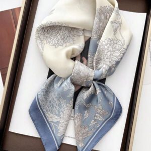 1 pièce Bandana floral imprimé carré en imitation soie 70 pour femme, écharpe carrée, écharpe pour la protection du cou, utilisable au quotidien