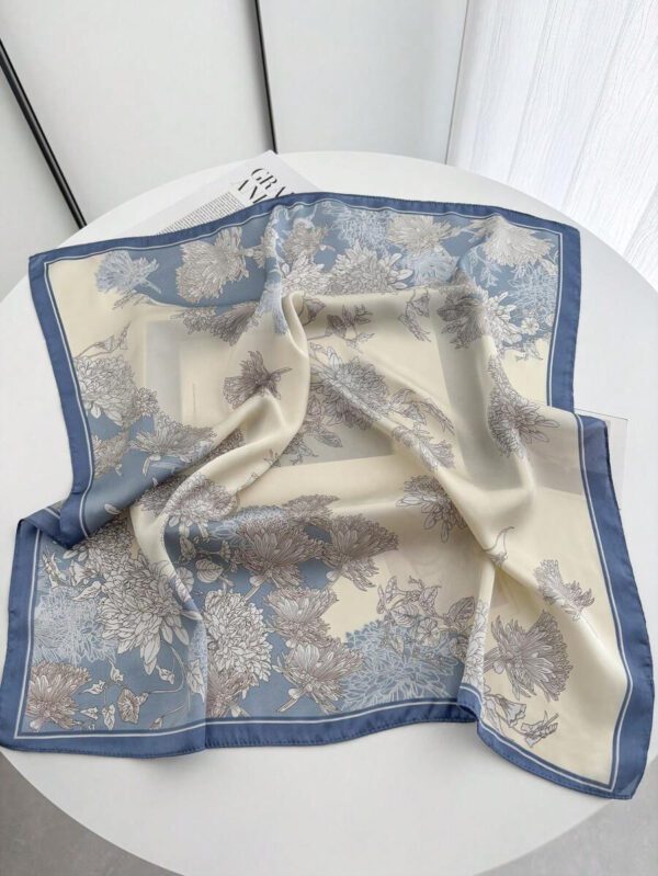 1 pièce Bandana floral imprimé carré en imitation soie 70 pour femme, écharpe carrée, écharpe pour la protection du cou, utilisable au quotidien – Image 3