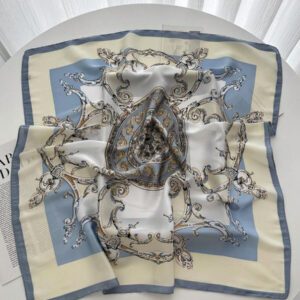 1 pièce Bandana floral imprimé carré en imitation soie 70 pour femme, écharpe carrée, écharpe pour la protection du cou, utilisable au quotidien