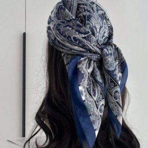 1 pièce Bandana floral imprimé carré en imitation soie 70 pour femme, écharpe carrée, écharpe pour la protection du cou, utilisable au quotidien