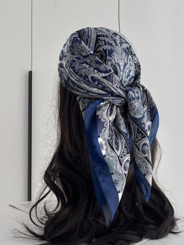1 pièce Bandana floral imprimé carré en imitation soie 70 pour femme, écharpe carrée, écharpe pour la protection du cou, utilisable au quotidien – Image 8