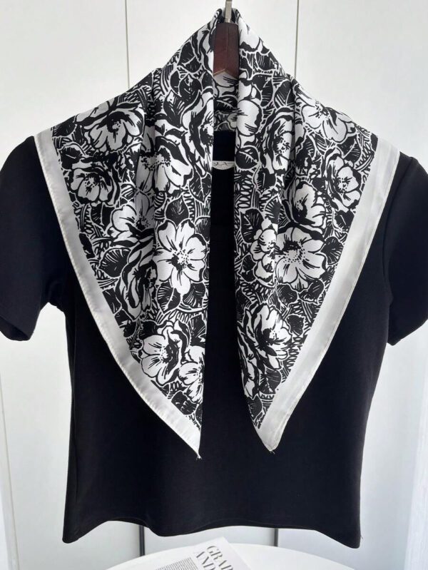 1 pièce Bandana floral imprimé carré en imitation soie 70 pour femme, écharpe carrée, écharpe pour la protection du cou, utilisable au quotidien – Image 13