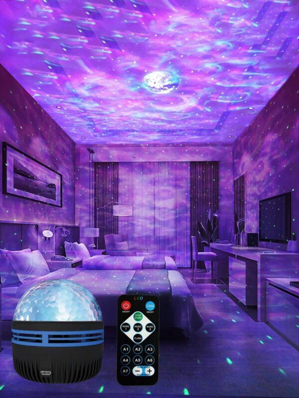 1 pièce Projecteur d'étoiles, Projecteur de galaxie, Projecteur de vagues océaniques, Projecteur de lumière d'eau pour veilleuse de chambre à coucher, lampe à eau pour adultes, salle de jeux, salle de cinéma maison, plafond, décoration de chambre, cadeau – Image 2