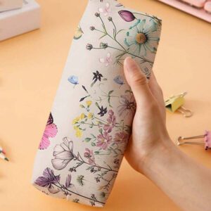 1 pièce Trousse à crayons en velours côtelé imprimée de papillons et de fleurs, sac de rangement pour articles de papeterie, pochette de papeterie imprimée recto-verso, trousse à crayons multifonction portable pour le bureau, cadeau idéal pour les étudiants, les amis, la Aïd al-Adha, les vacances, la trousse à crayons, le sac d'école, les fournitures scolaires, la rentrée scolaire