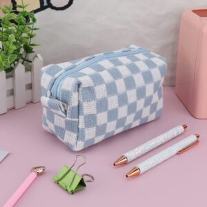 1 pièce Trousse à crayon à motif à carreaux, Retour à l'école, Fournitures scolaires, Étui à crayons, Trousse, Sac d'école
