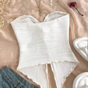 SHEIN Débardeur asymétrique à dos ouvert confortable et minimaliste pour filles préadolescentes