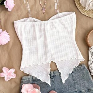 SHEIN Débardeur asymétrique à dos ouvert confortable et minimaliste pour filles préadolescentes