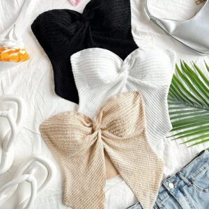 SHEIN Débardeur asymétrique à dos ouvert confortable et minimaliste pour filles préadolescentes