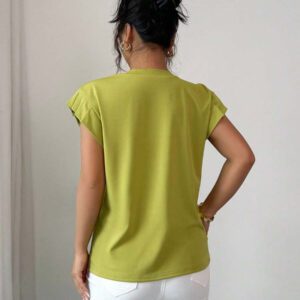 Elenzga T-shirt d'été et d'automne pour femmes avec fleurs 3D contrastées mignonnes