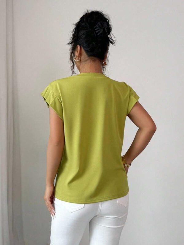 Elenzga T-shirt d'été et d'automne pour femmes avec fleurs 3D contrastées mignonnes – Image 3