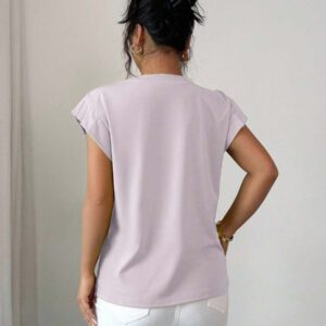 Elenzga T-shirt d'été et d'automne pour femmes avec fleurs 3D contrastées mignonnes
