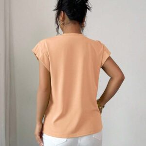 Elenzga T-shirt d'été et d'automne pour femmes avec fleurs 3D contrastées mignonnes