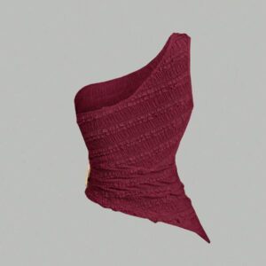 Sweetra Nouvelle blouse asymétrique à une épaule pour femmes, printemps et été, en tissu texturé avec décoration de boutons métalliques, convient pour les vacances à la plage