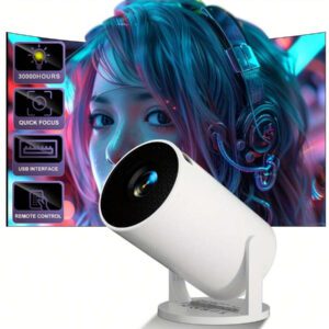 Projecteur portable, pour mini-projecteur, expérience de cinéma maison compacte, idéal pour le jeu, les études, les films de bureau, compatible avec les PC, les téléphones, les bâtons TV, 30 000 heures d'utilisation.