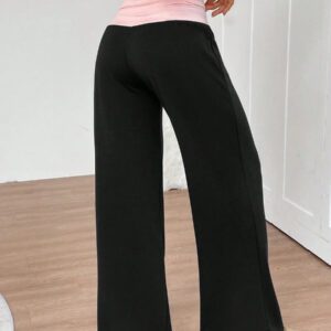 INAWLY Women's Casual Contrast Foldover Waist Wide Leg Sweatpants Graduation,Back To School Outfits,Graduation,Teacher Outfits For Women,Back To School Fall Cloth For Women