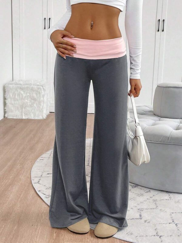 INAWLY Women's Casual Contrast Foldover Waist Wide Leg Sweatpants Graduation,Back To School Outfits,Graduation,Teacher Outfits For Women,Back To School Fall Cloth For Women – Image 14