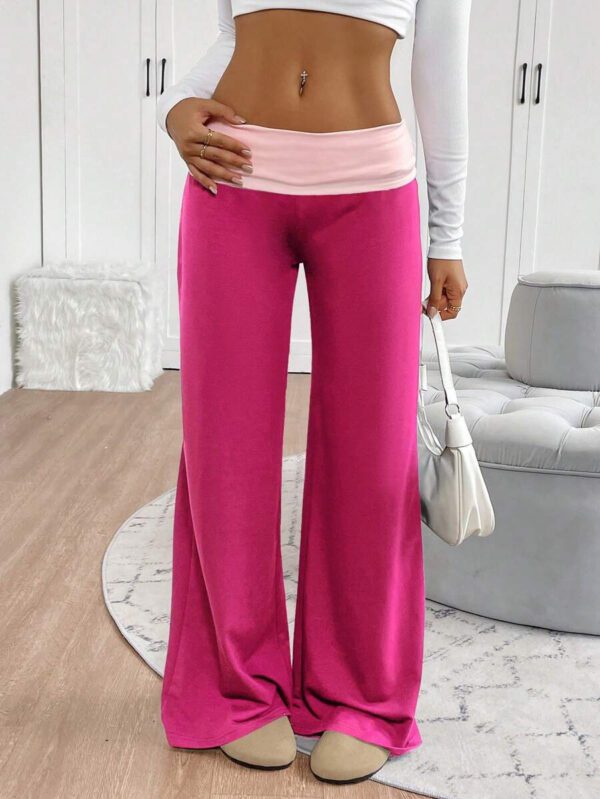 INAWLY Women's Casual Contrast Foldover Waist Wide Leg Sweatpants Graduation,Back To School Outfits,Graduation,Teacher Outfits For Women,Back To School Fall Cloth For Women – Image 20
