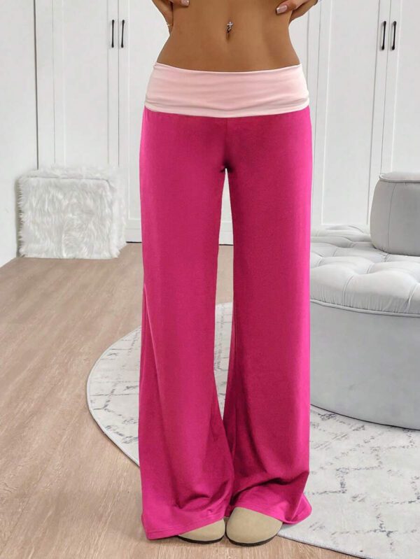 INAWLY Women's Casual Contrast Foldover Waist Wide Leg Sweatpants Graduation,Back To School Outfits,Graduation,Teacher Outfits For Women,Back To School Fall Cloth For Women – Image 23