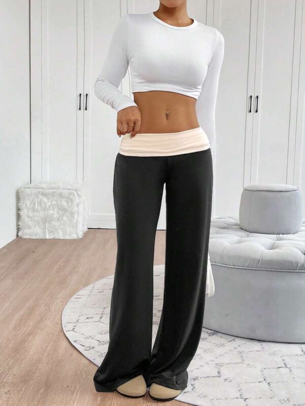 INAWLY Women's Casual Contrast Foldover Waist Wide Leg Sweatpants Graduation,Back To School Outfits,Graduation,Teacher Outfits For Women,Back To School Fall Cloth For Women – Image 37