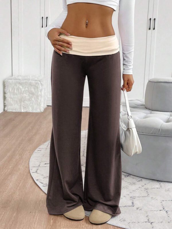 INAWLY Women's Casual Contrast Foldover Waist Wide Leg Sweatpants Graduation,Back To School Outfits,Graduation,Teacher Outfits For Women,Back To School Fall Cloth For Women – Image 42