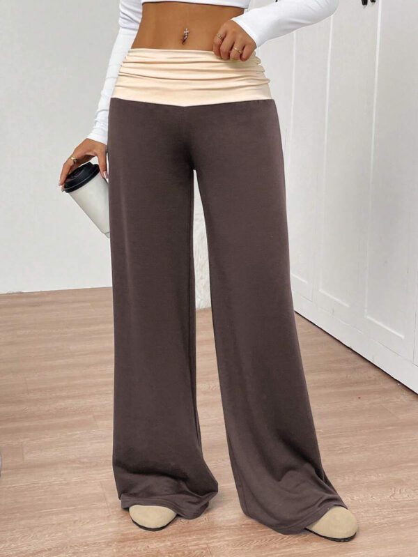 INAWLY Women's Casual Contrast Foldover Waist Wide Leg Sweatpants Graduation,Back To School Outfits,Graduation,Teacher Outfits For Women,Back To School Fall Cloth For Women – Image 47