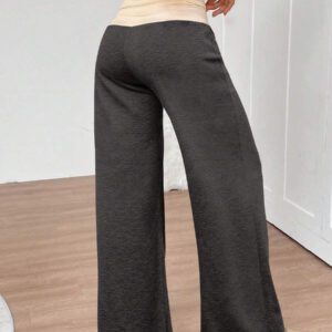 INAWLY Women's Casual Contrast Foldover Waist Wide Leg Sweatpants Graduation,Back To School Outfits,Graduation,Teacher Outfits For Women,Back To School Fall Cloth For Women