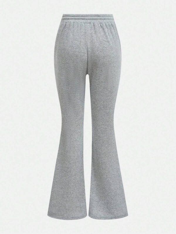 Girlism Pantalon de sport tricoté évasé de couleur unie pour adolescentes, automne – Image 3