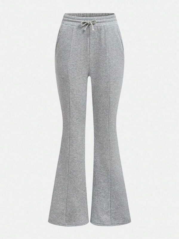 Girlism Pantalon de sport tricoté évasé de couleur unie pour adolescentes, automne – Image 6