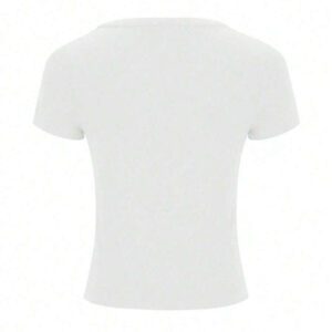 INAWLY Femmes Sexy T-shirt Court Col V Profond, Couleur Unie, Top Bleu d'Été