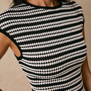 Poéselle Robe longue rayée décontractée et pratique pour femme, été