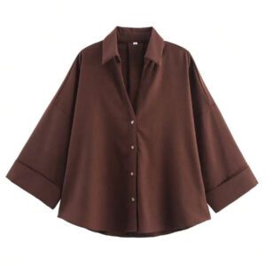 Vrouwen blouses met omslagkraag en lange mouwen, modieuze gele chique blouses, losse, casual overhemden voor dames met één rij knopen