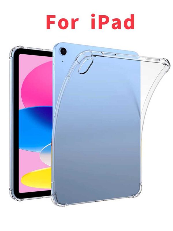 1 pièce Étui de protection transparent en TPU/avec protection sur tous les bords/anti-chute/avec coussin d'air aux quatre coins/en silicone souple/coque transparente/étui de protection/film en verre trempé, compatible avec iPad – Image 2