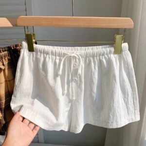 Comfortcana 2 pièces Shorts à rayures en lin pour femmes