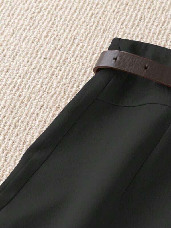 Franclia Jupe-short décontracté pour femmes de couleur unie avec faux poche et ceinture – Image 11