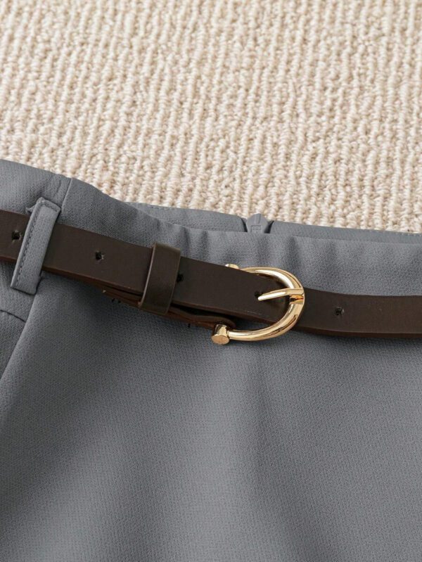 Franclia Jupe-short décontracté pour femmes de couleur unie avec faux poche et ceinture – Image 29