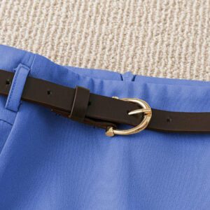 Franclia Jupe-short décontracté pour femmes de couleur unie avec faux poche et ceinture