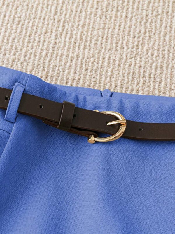 Franclia Jupe-short décontracté pour femmes de couleur unie avec faux poche et ceinture – Image 54