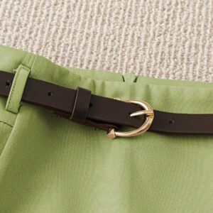 Franclia Jupe-short décontracté pour femmes de couleur unie avec faux poche et ceinture