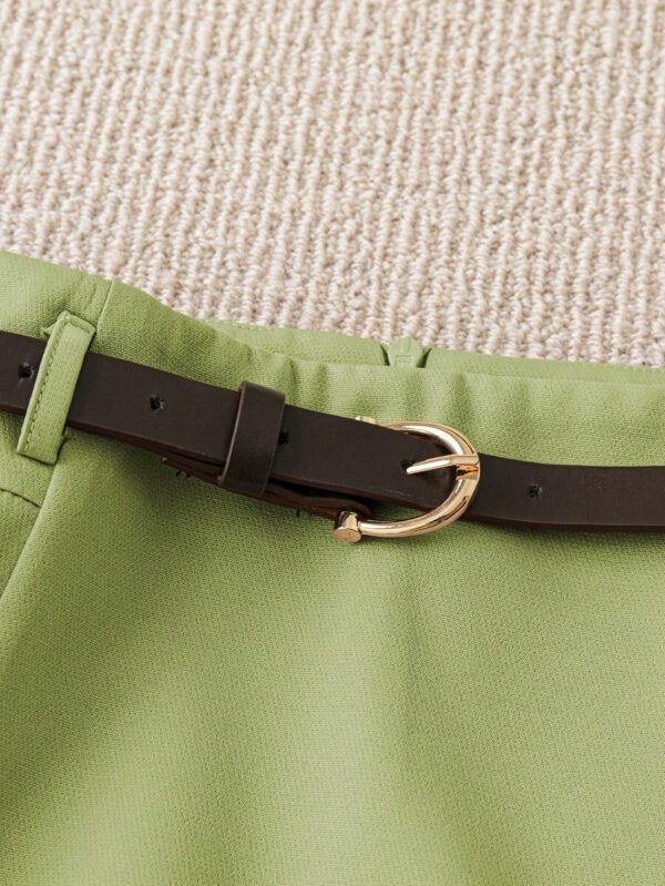 Franclia Jupe-short décontracté pour femmes de couleur unie avec faux poche et ceinture – Image 57