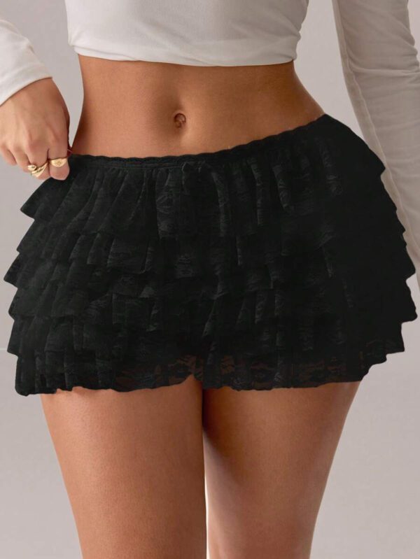 SHEIN SXY Short taille basse à volants en dentelle blanche – Image 19