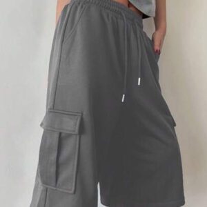 DAZY Short cargo ample de couleur unie pour femmes