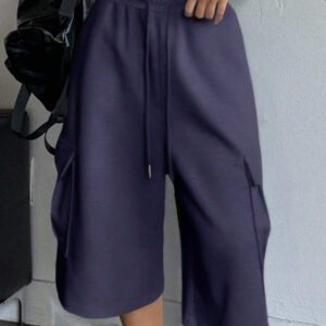 DAZY Short cargo ample de couleur unie pour femmes