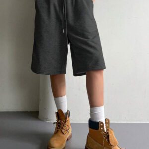 DAZY Short en maille à taille élastique et cordon de serrage pour femmes, style décontracté et polyvalent
